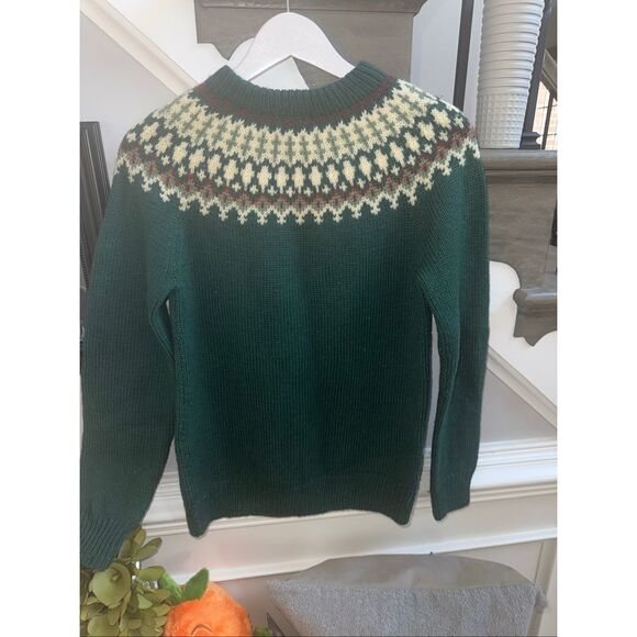 Vintage Breffni Crafts Leslie Poole Green Wool Blend Fair Isle Sweater sz 38 U.S - Picture 5 of 5